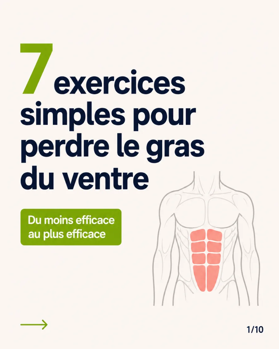Slide 1 sur 9 : 7 exercices simples pour perdre le gras du ventre
