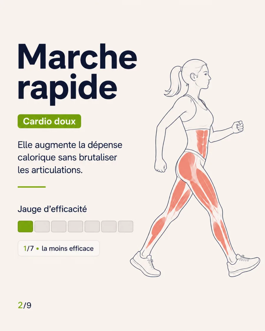 Slide 2 sur 9 : la marche rapide, un exercice cardio doux