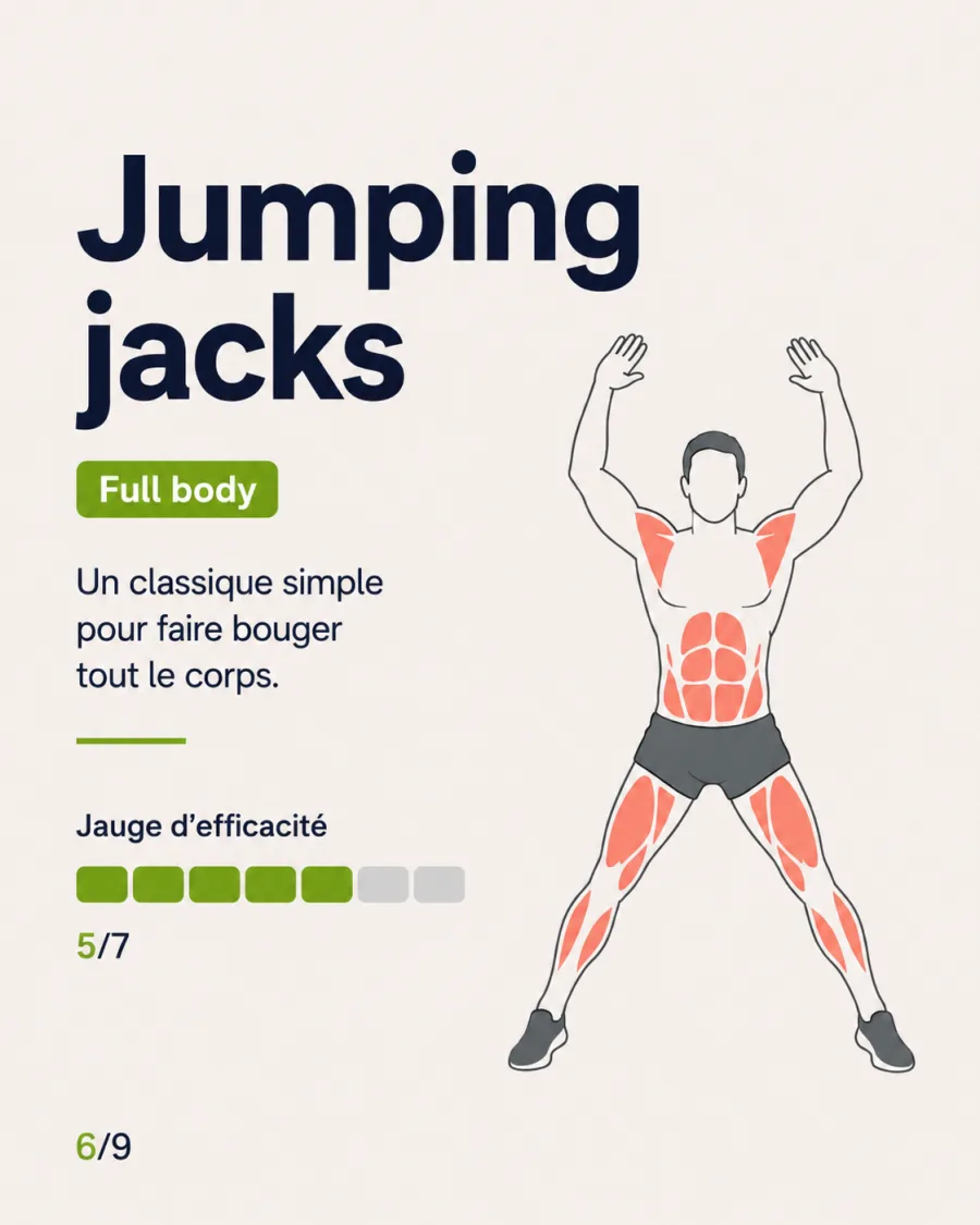 Slide 6 sur 9 : les jumping jacks, un exercice pour tout le corps