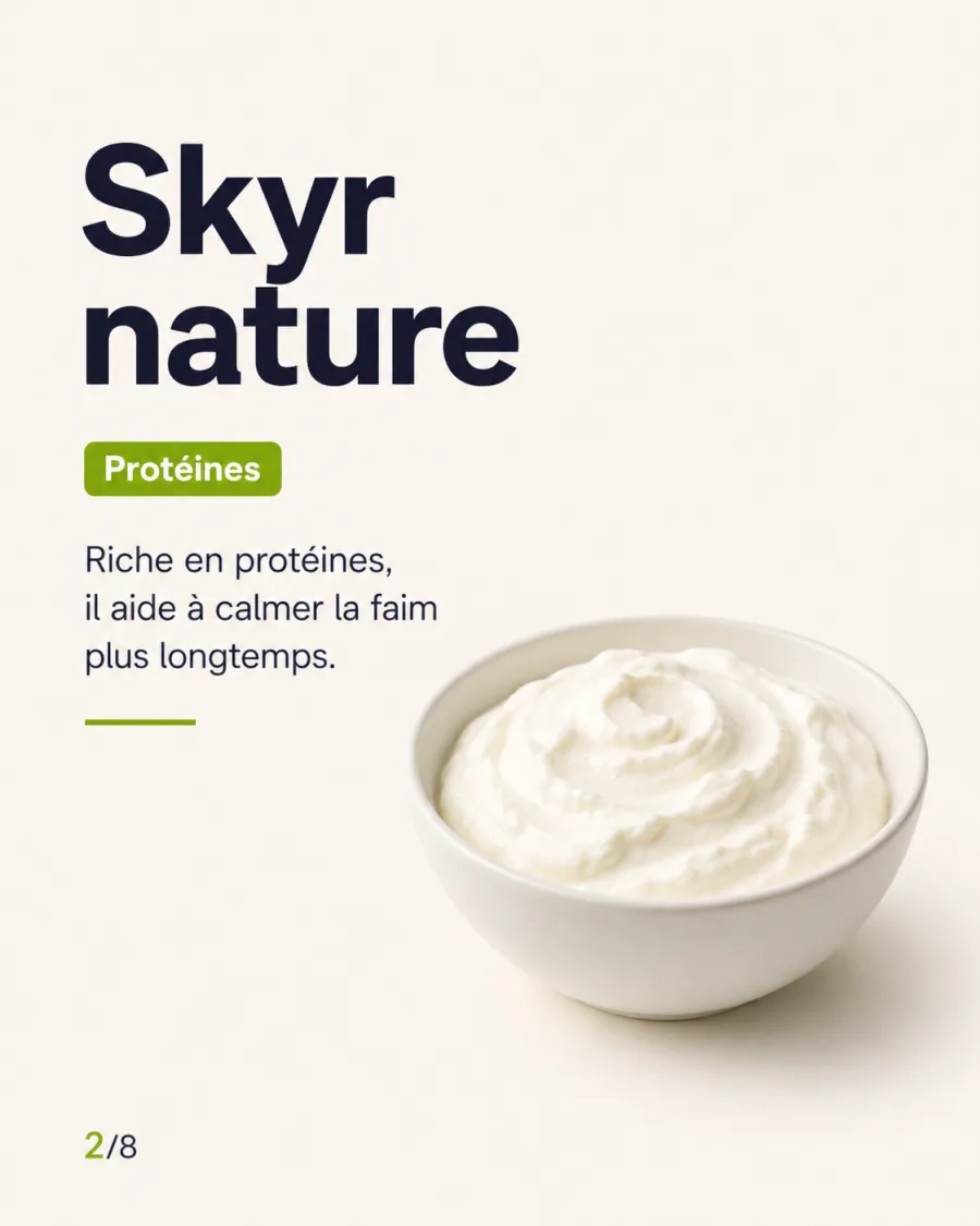 Slide 2 sur 8 : le skyr nature, riche en protéines